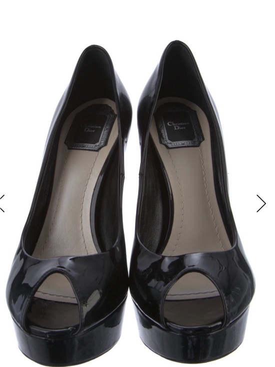Dior Shoes - Dior Black Patent Peep-Toe Platform Heels